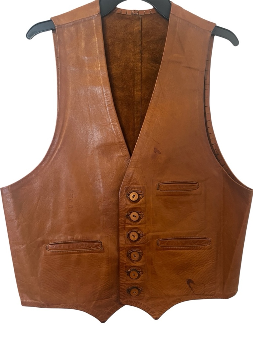 Barker custom Vtg rare Men’s size M Brown Leather Button-Front Vests L143